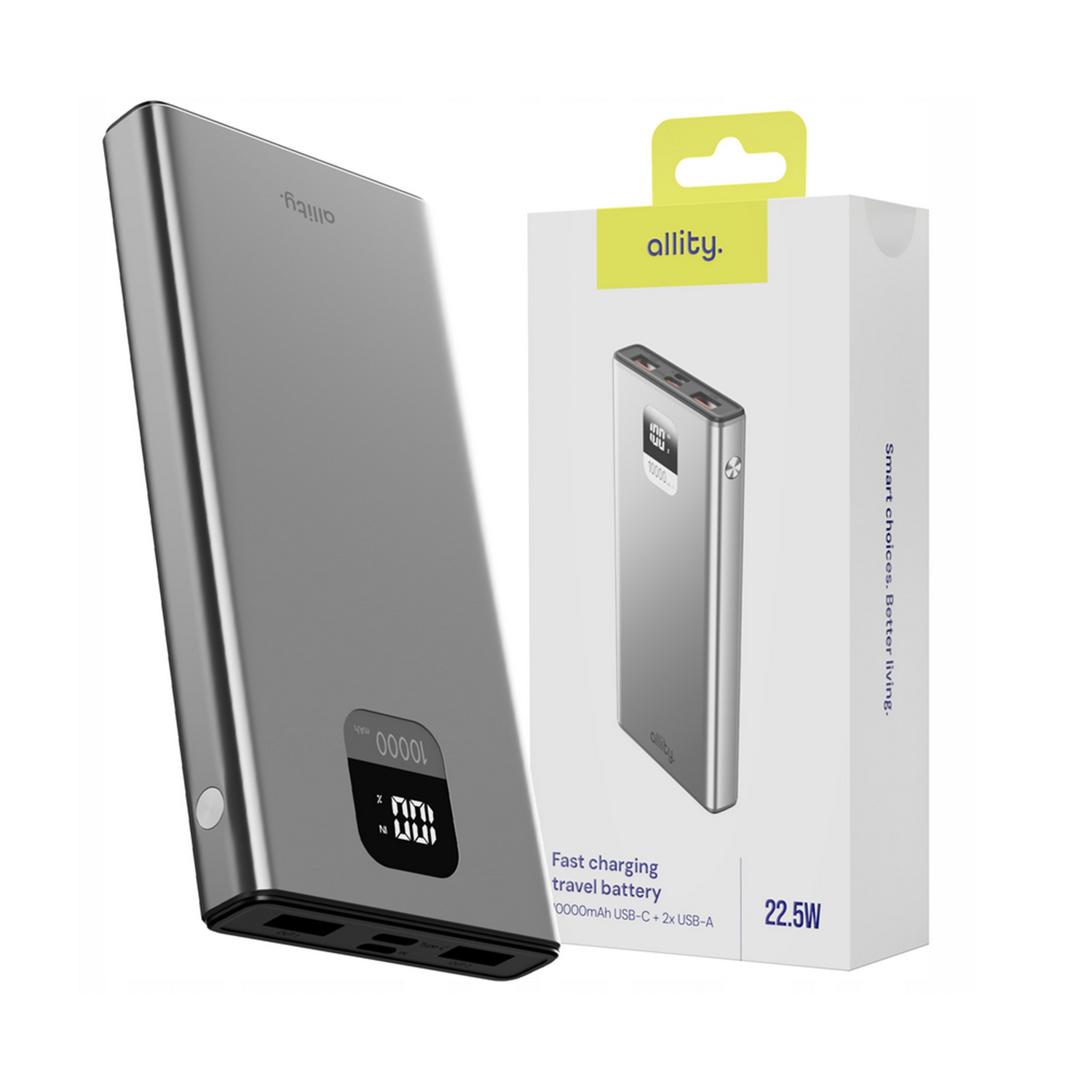 PowerBank Allity APB-100 PD QC 22,5W 10.000 mAh γκρι