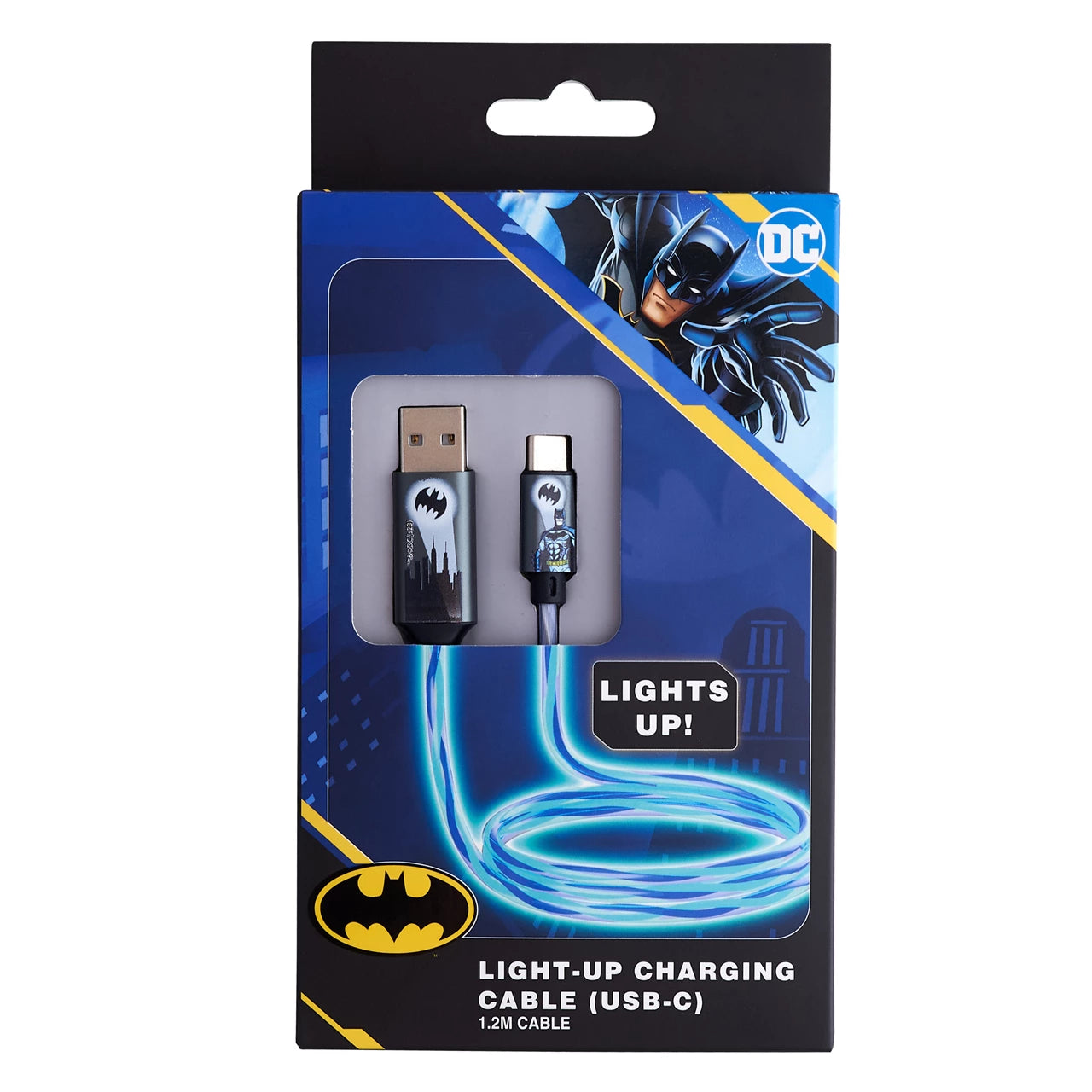 Lazerbuilt Batman Light-Up USB-C Φωτιζόμενο καλώδιο φόρτισης μήκους 1,2 μέτρα
