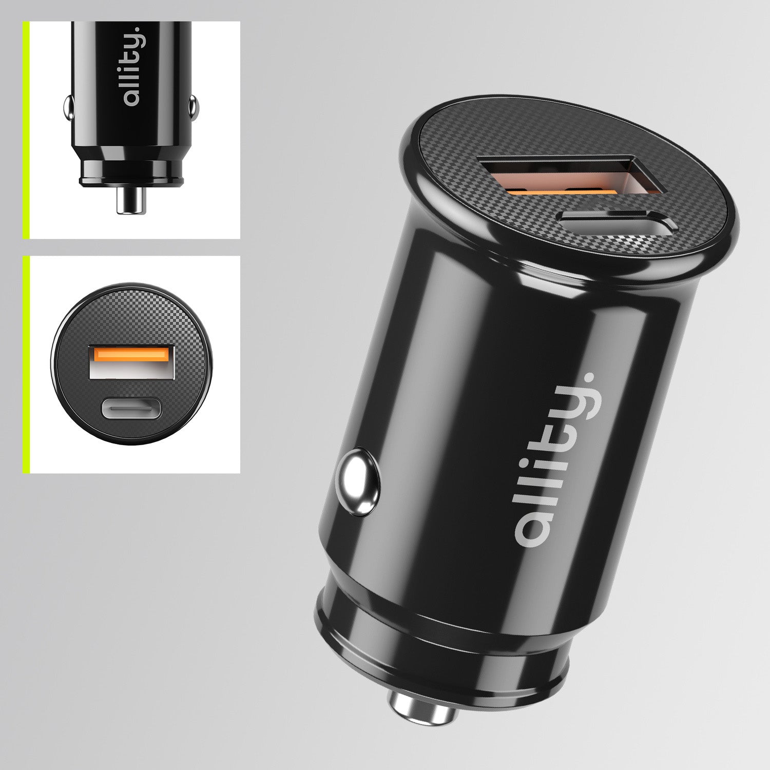 Φορτιστής αυτοκινήτου Allity ACC-100-30WAC 1x USB-c 1x USB-a 30W μαύρος