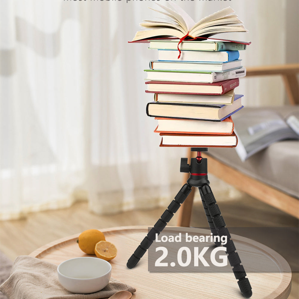 Techsuit - Octopus Tripod (JX-004) - for Phone and GoPro Action Camera, Portable, Flexible - Black