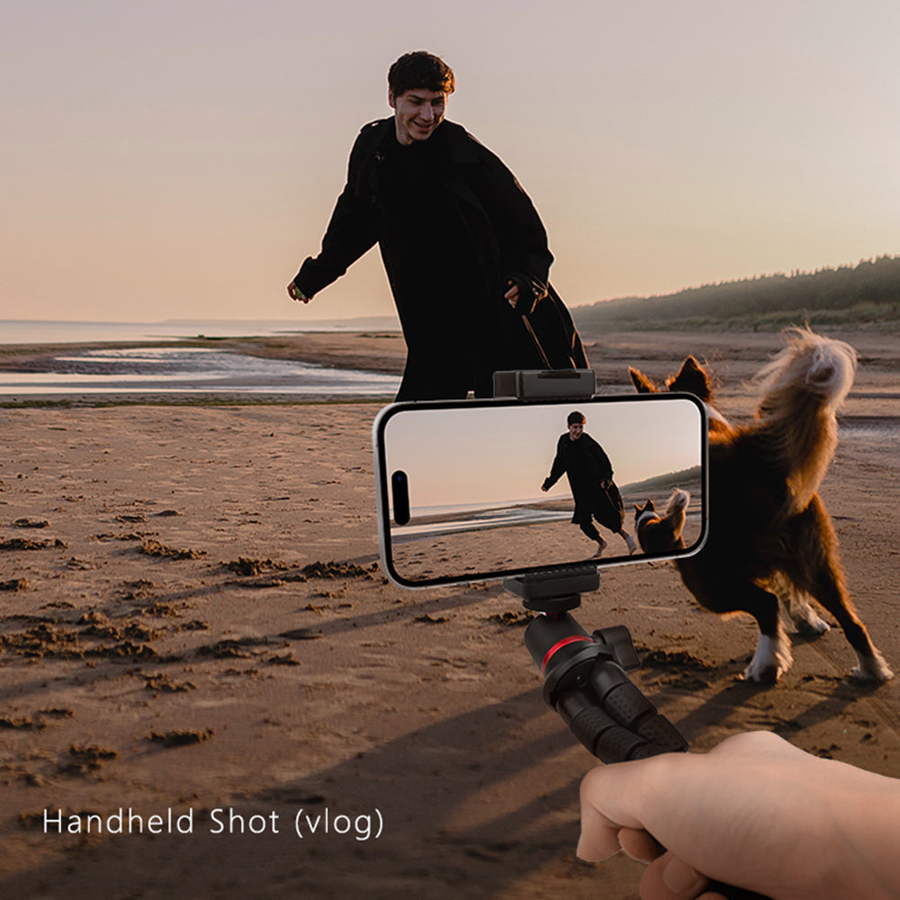 Techsuit - Octopus Tripod (JX-004) - for Phone and GoPro Action Camera, Portable, Flexible - Black