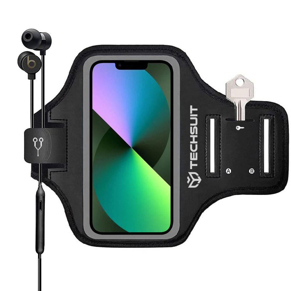 Techsuit - Sports Armband (TH20) - with Velcro, for Phones, max 6.8" - Black
