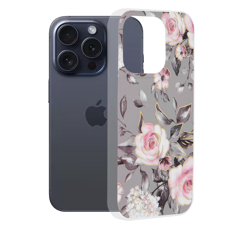 Techsuit - Marble Series - iPhone 15 Pro - Bloom of Ruth Gray