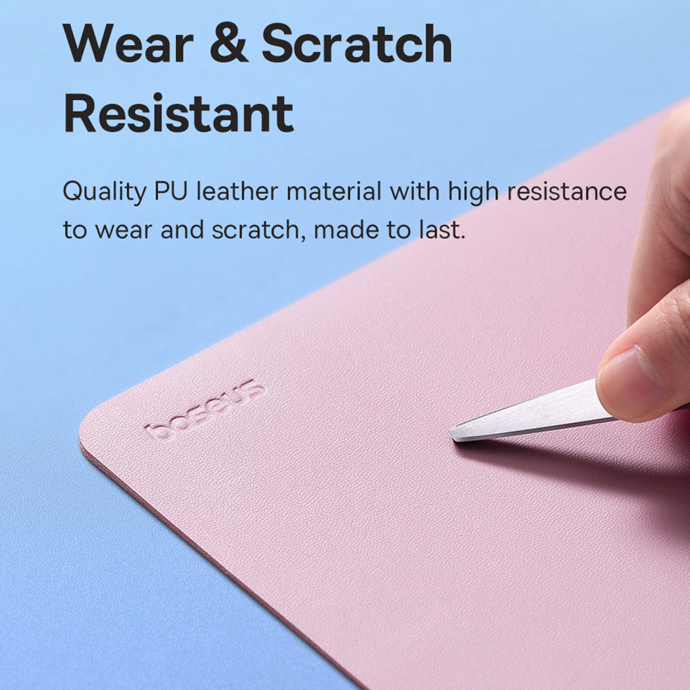 Baseus - Mouse Pad (B01055504411-00) - for Office, Gaming, Home, from PU Leather - Baby Pink