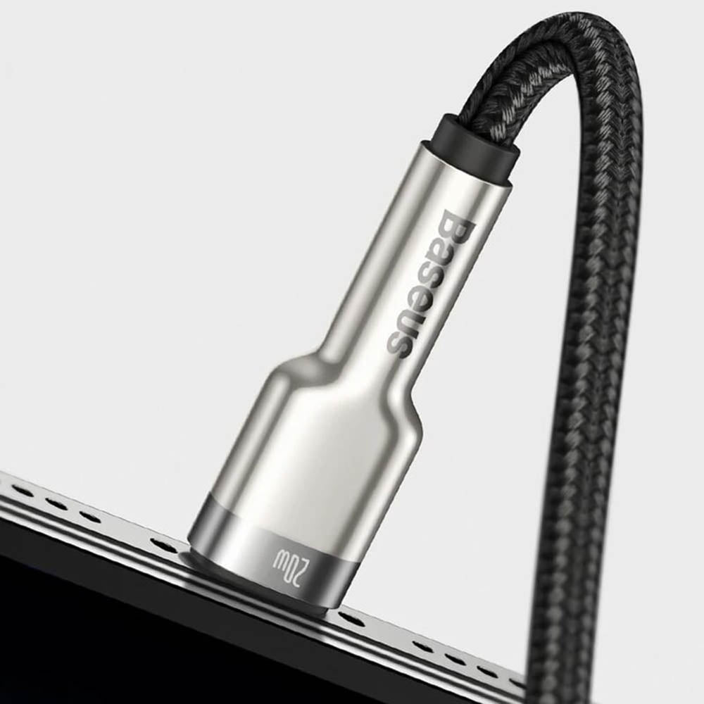 Baseus - Data Cable Cafule Series Metal (CATLJK-A01) - Type-C to Lightning, Fast Charging PD20W, 480Mbps, 2.4A, 1m - Black
