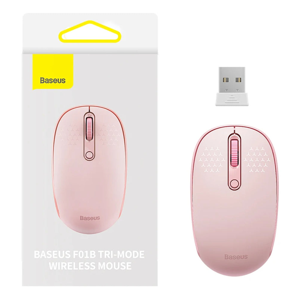 Baseus - Wireless Mouse Tri-Mode F01B (B01055503413-00) - Bluetooth 5.0, 2.4G, 1600 DPI - Baby Pink