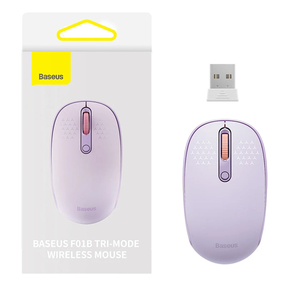 Baseus - Wireless Mouse Tri-Mode F01B (B01055503513-00) - Bluetooth 5.0, 2.4G, 1600 DPI - Nebula Purple
