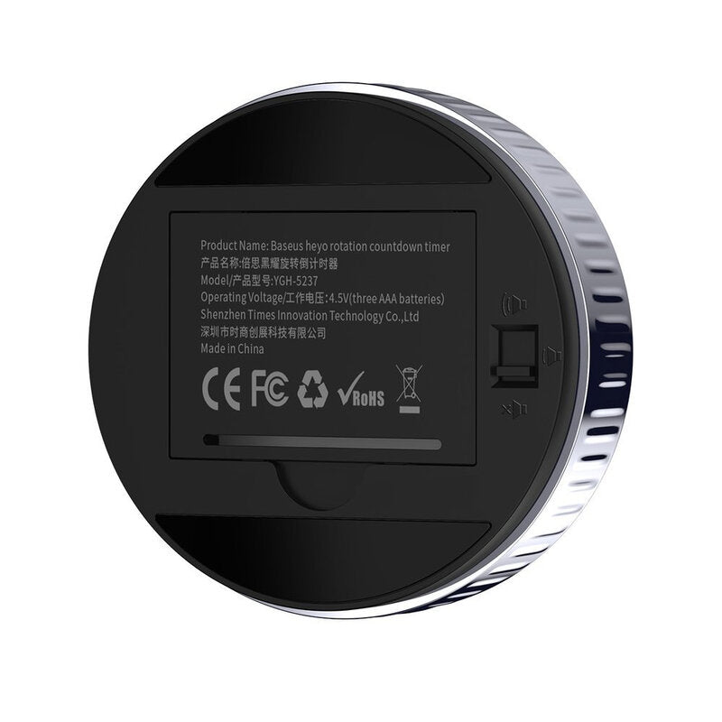 Baseus - Heyo Rotation Countdown Timer (ACDJS-01) - ABS, Large Backlit Display, Magnetic, 90dB, 4.5V - Black