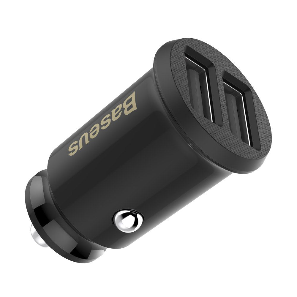 Baseus - Car Charger Grain (CCALL-ML01) - Dual USB, LED Backlight, 5V, 3.1A - Black