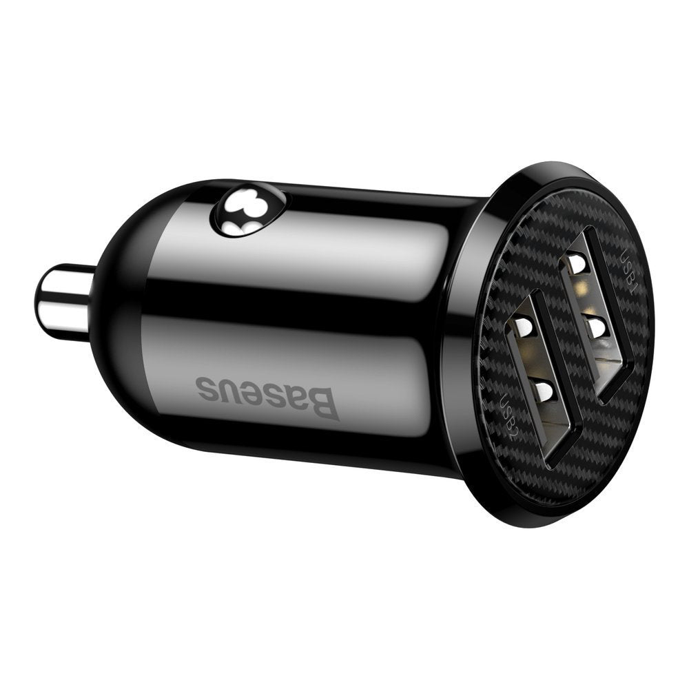 Baseus - Car Charger (CCALLP-01) - 2x USB, Mini Appearance, 4.8A - Black
