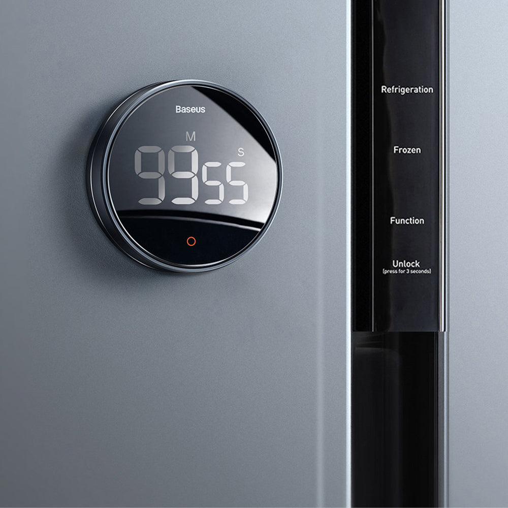 Baseus - Heyo Rotation Countdown Timer Pro (FMDS000013) - LED Display, Magnetic, HD Quality, 90dB - Dark Grey