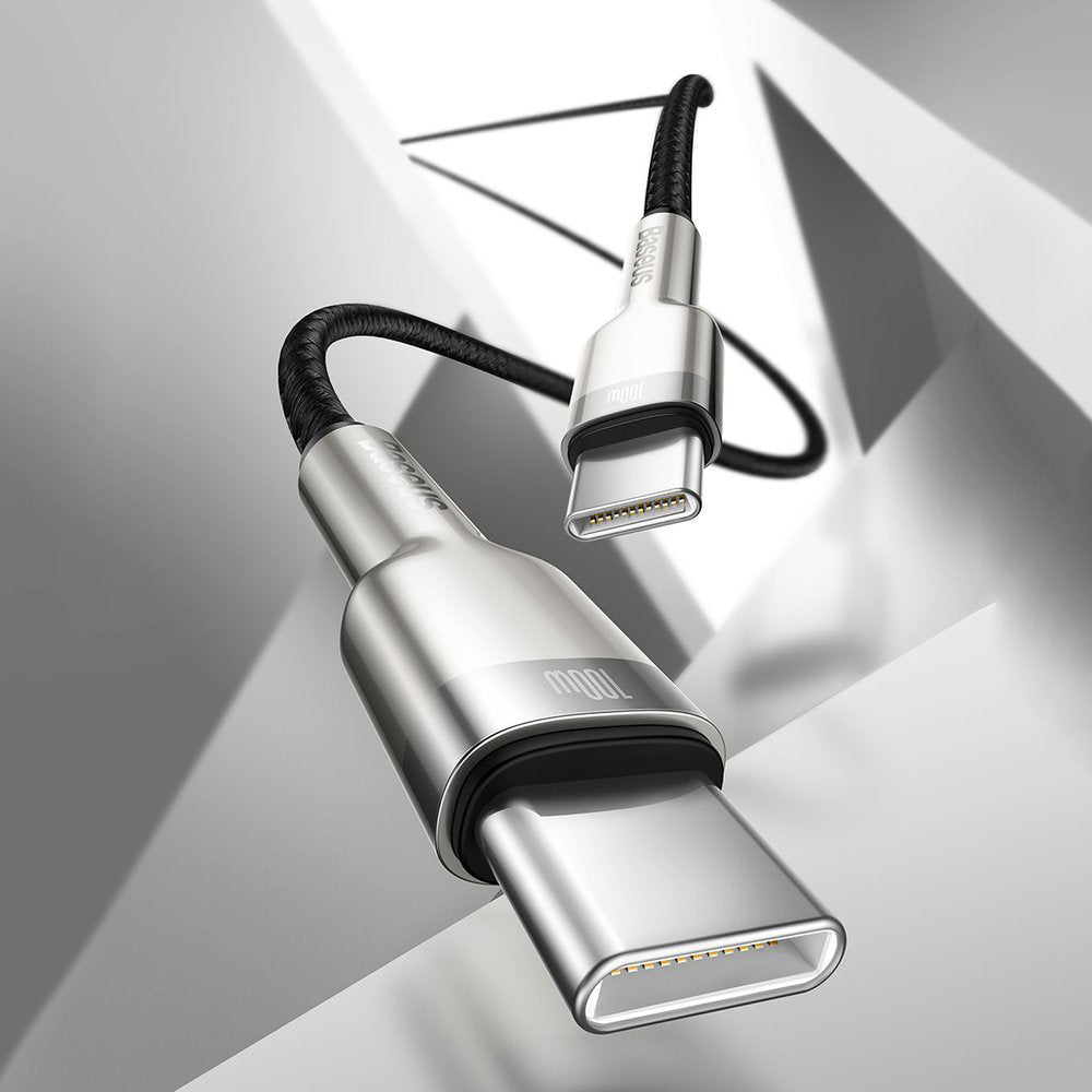 Baseus - Data Cable Cafule Series Metal (CATJK-C01) - Type-C to Type-C, Super Fast Charge, 100W, 480Mbps, 20V, 5A, 1m - Black