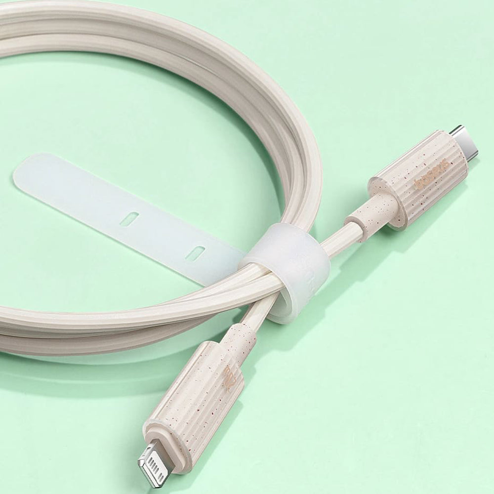 Baseus - Data Cable Habitat Series (P10360201631-00) - Type-C to Lightning, Fast Charging, 20W, 480Mbps, 1m - Natural Green