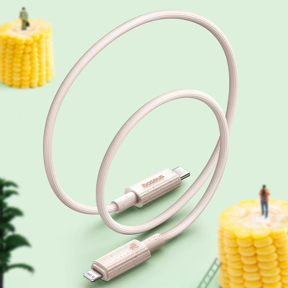 Baseus - Data Cable Habitat Series (P10360201631-01) - Type-C to Lightning, Fast Charging, 20W, 480Mbps, 2m - Natural Green