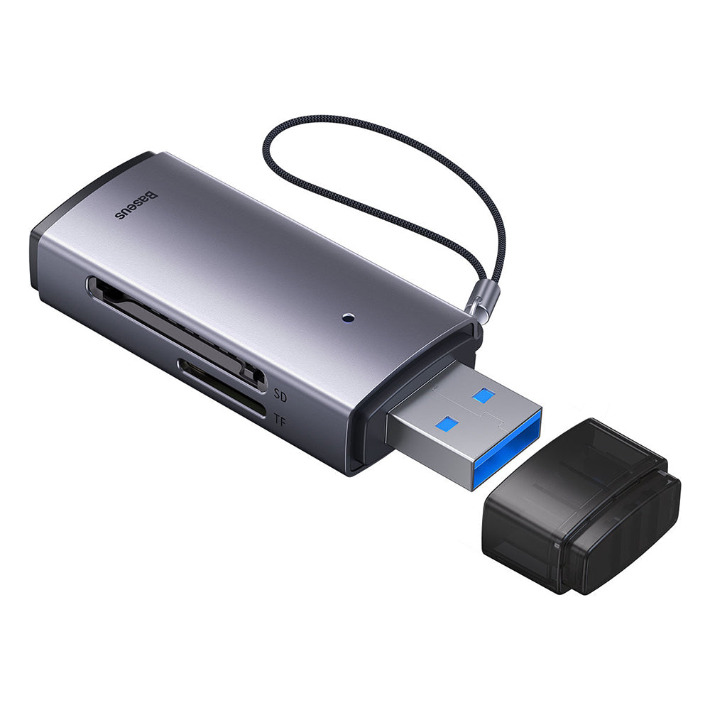 Baseus - Card Reader Lite Series (WKQX060013) - USB to SD, TF Card Reader, Plug & Play - Grey