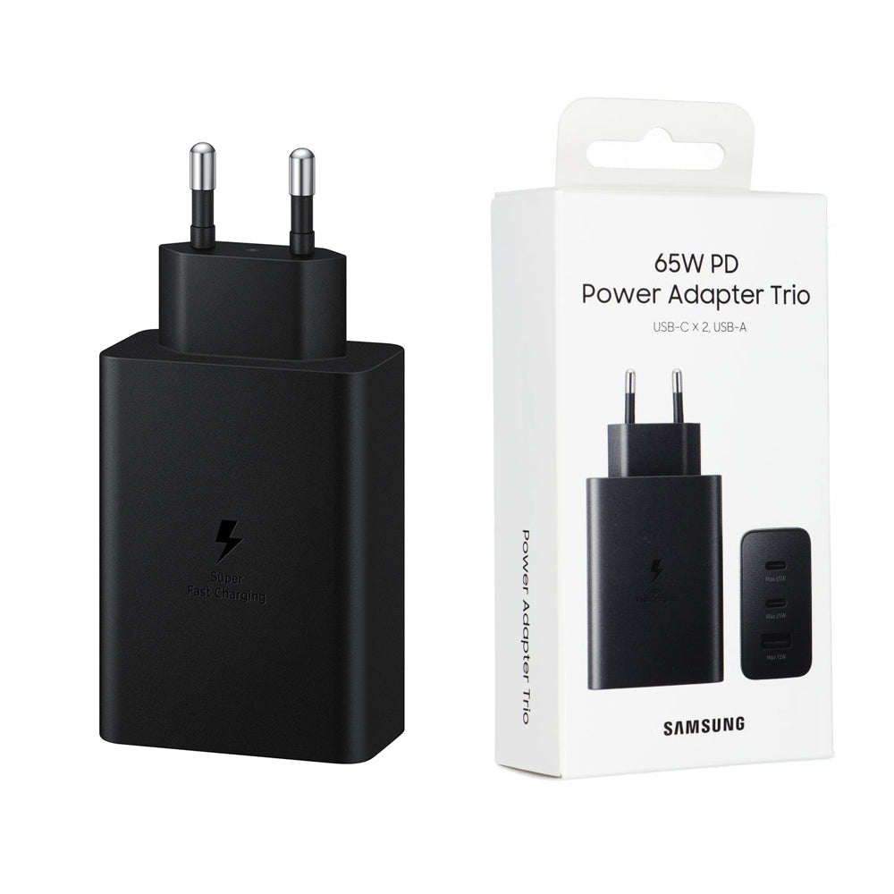 Samsung - Original Wall Charger (EP-T6530NBEGEU) - 2x Type-C, USB PPS, PD 65W, QC 3.0, AFC, FCP - Black (Blister Packing)