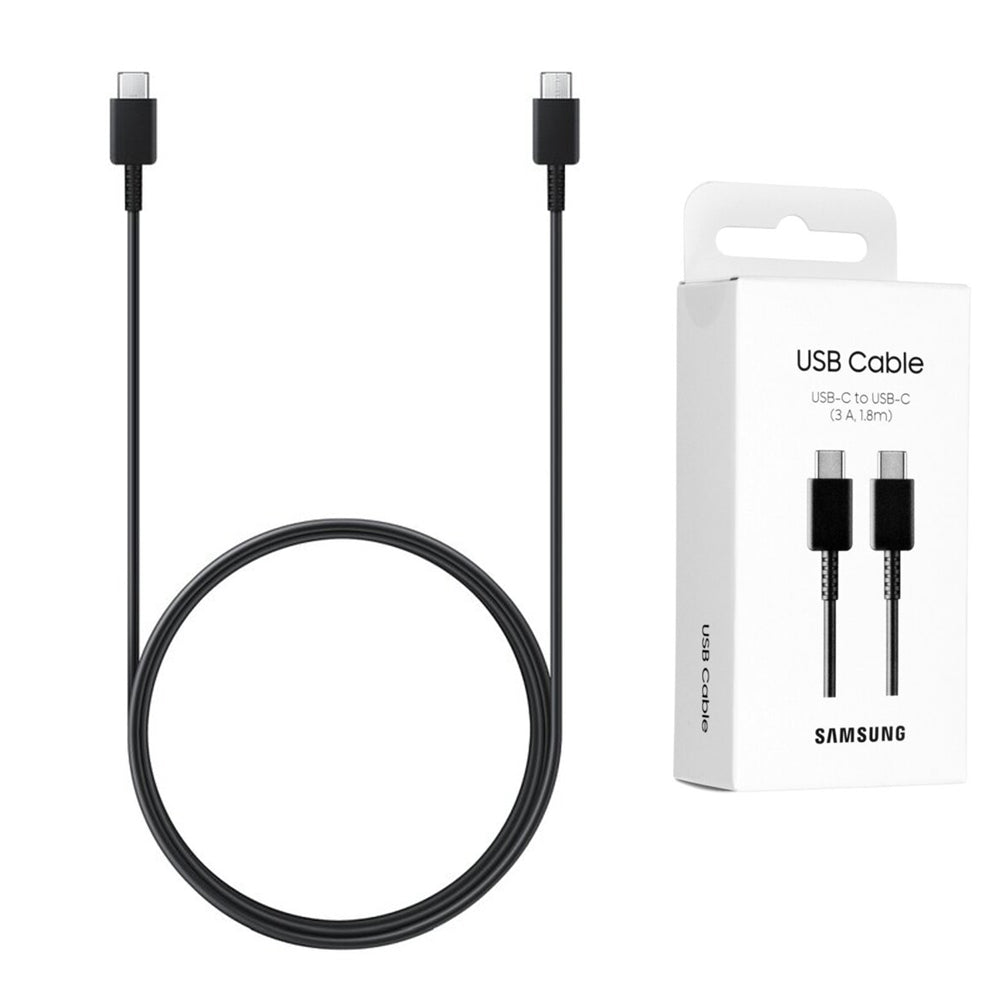 Samsung - Original Data Cable (EP-DX310JBEGEU) - Type-C to Type-C Fast Charging 3A, 1.8m - Black (Blister Packing)