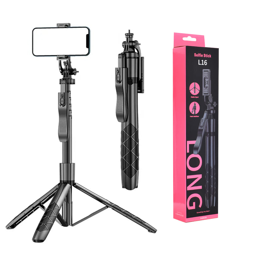 Techsuit - Selfie Stick (L16) - Stable Tripod Mount, 1/4 Screw Interface, Wireless Remote, Balance Steady Shot, 157cm - Black