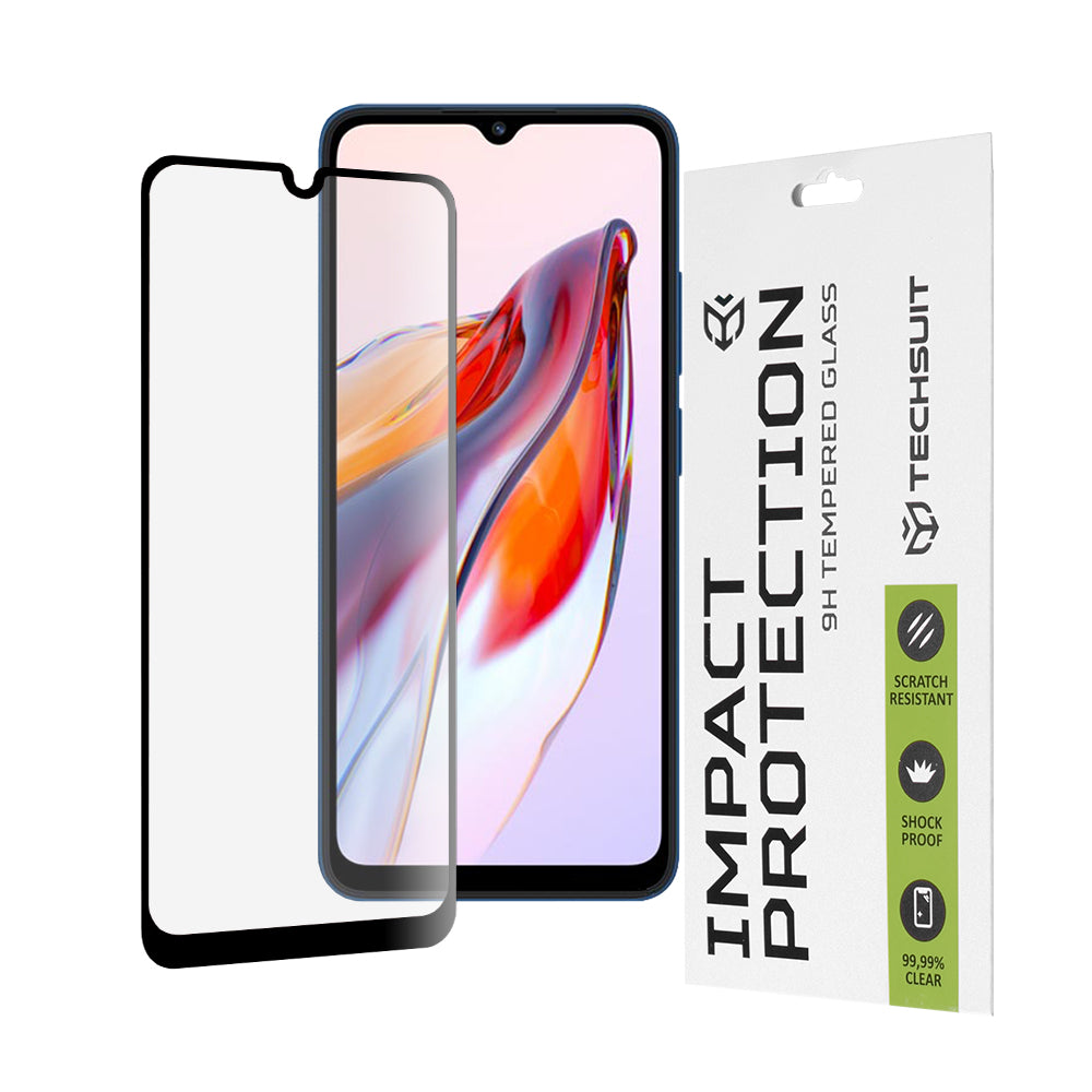 Techsuit - 111D Full Cover / Full Glue Glass - Xiaomi Redmi 10C / Redmi 12C / Poco C40 - Black