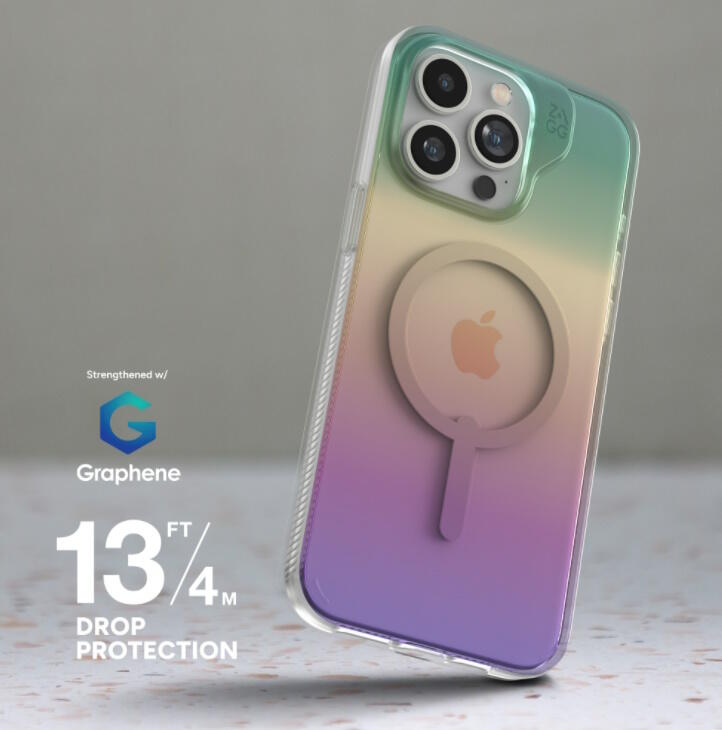 Zagg Milan Snap Διάφανη Θήκη προστασίας συμβατή με MagSafe που αντέχει σε πτώσεις έως 4 μέτρα – iPhone 15 Pro Max (Iridescent)