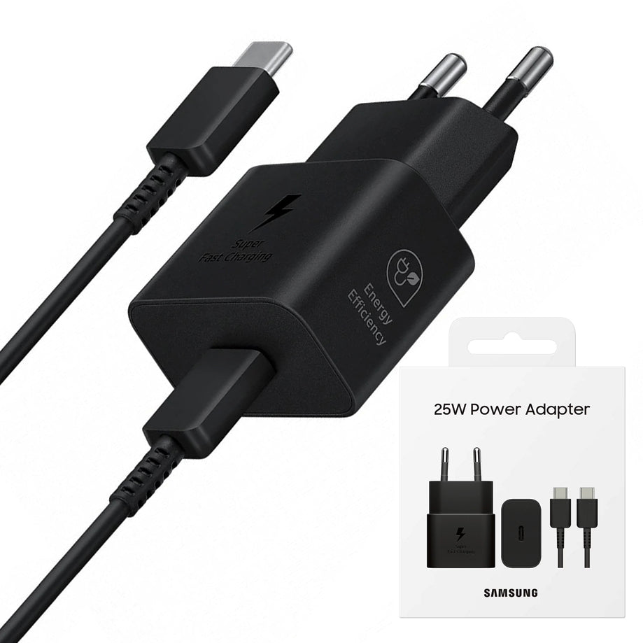 Samsung - Original Wall Charger T2510 (EP-T2510XBEGEU) - Cable Included, Type-C, 25W, Super Fast Charging - Black (Blister Packing)