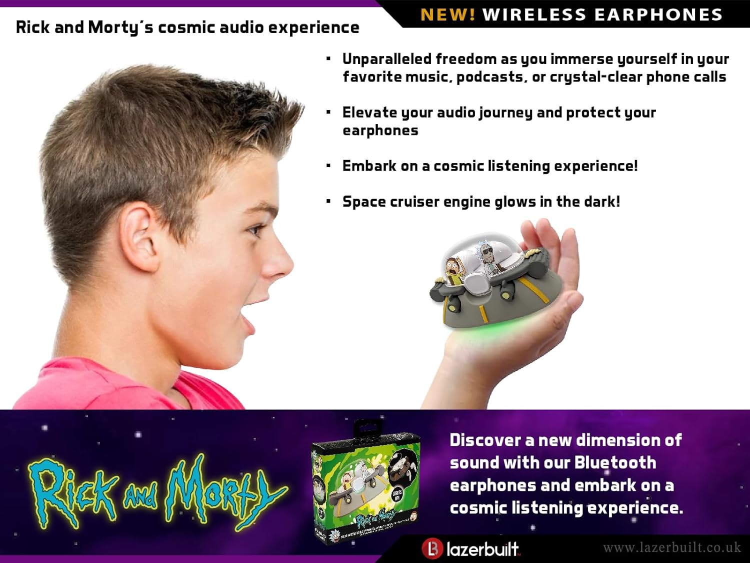 Lazerbuilt Rick & Morty Space Cruiser True Wireless Bluetooth Ακουστικά