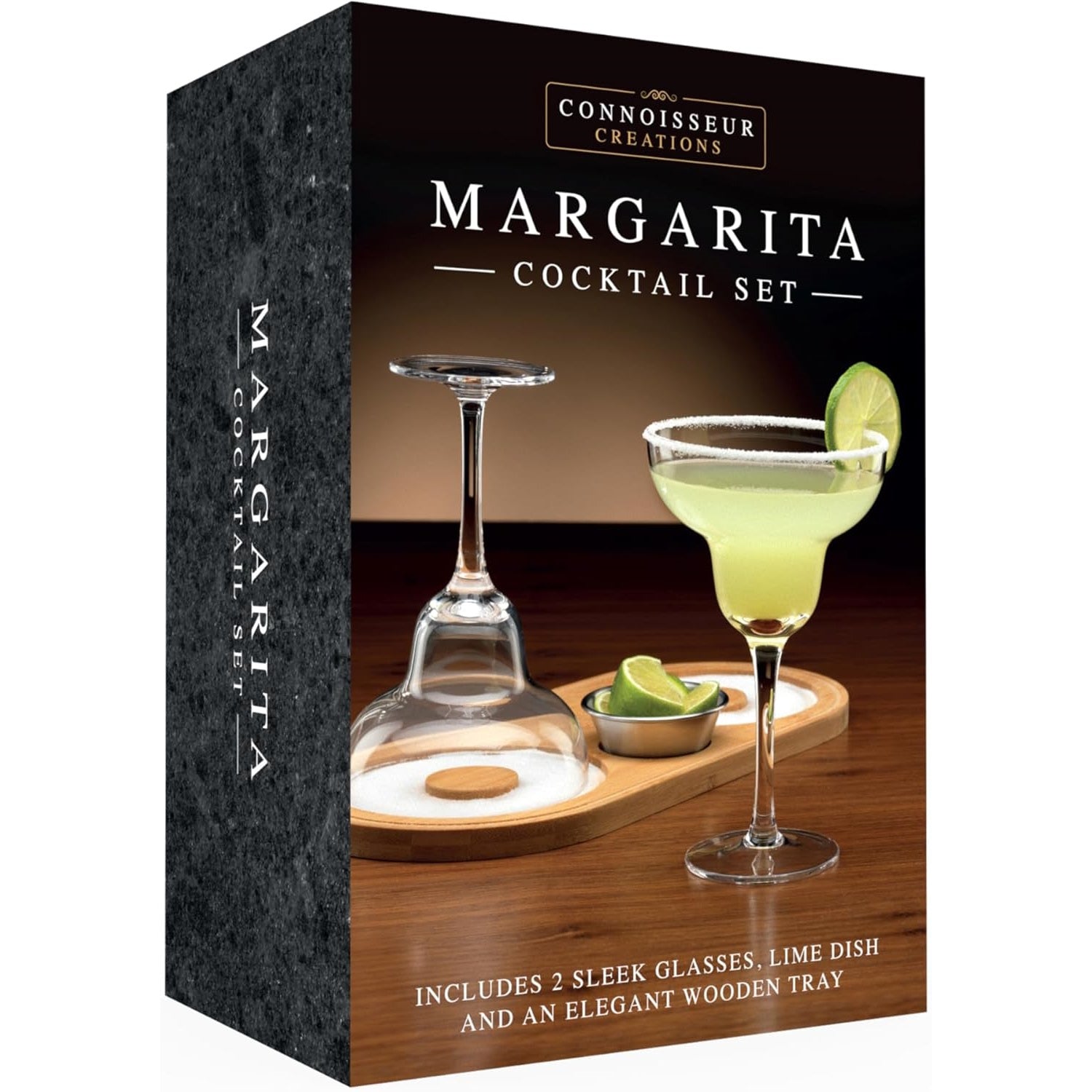 The Source – Margarita Cocktail Set – Connoisseur Creations Σετ Παρασκευής Κοκτέιλ με Ποτήρια & Ξύλινο Δίσκο