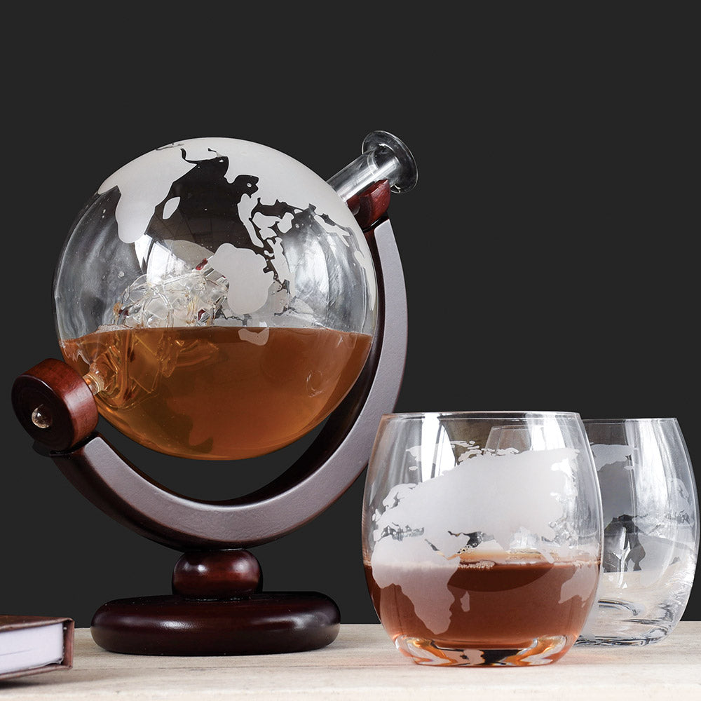The Source Globe Decanter With Glasses - Σετ Κανάτα Υδρόγειος Με 2 Ποτήρια – Θήκη για κινητό από το PhoneBazaar.gr