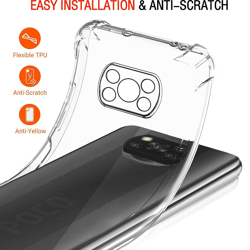Techsuit - Shockproof Clear Silicone - Xiaomi Poco X3 / Poco X3 NFC / Poco X3 Pro - Clear