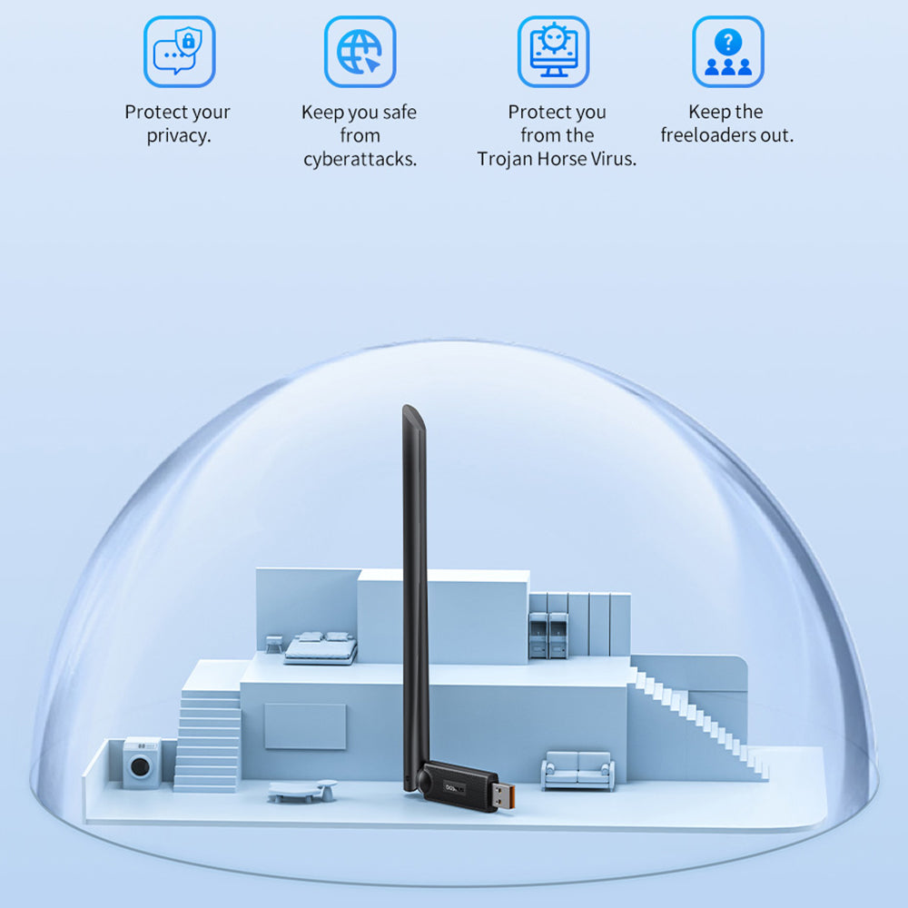 Baseus - Router Wi-Fi FastJoy BS-OH173 (B01317600111-02) - Adapter, 650Mbps, 2.4G/5GHz USB Network - Black