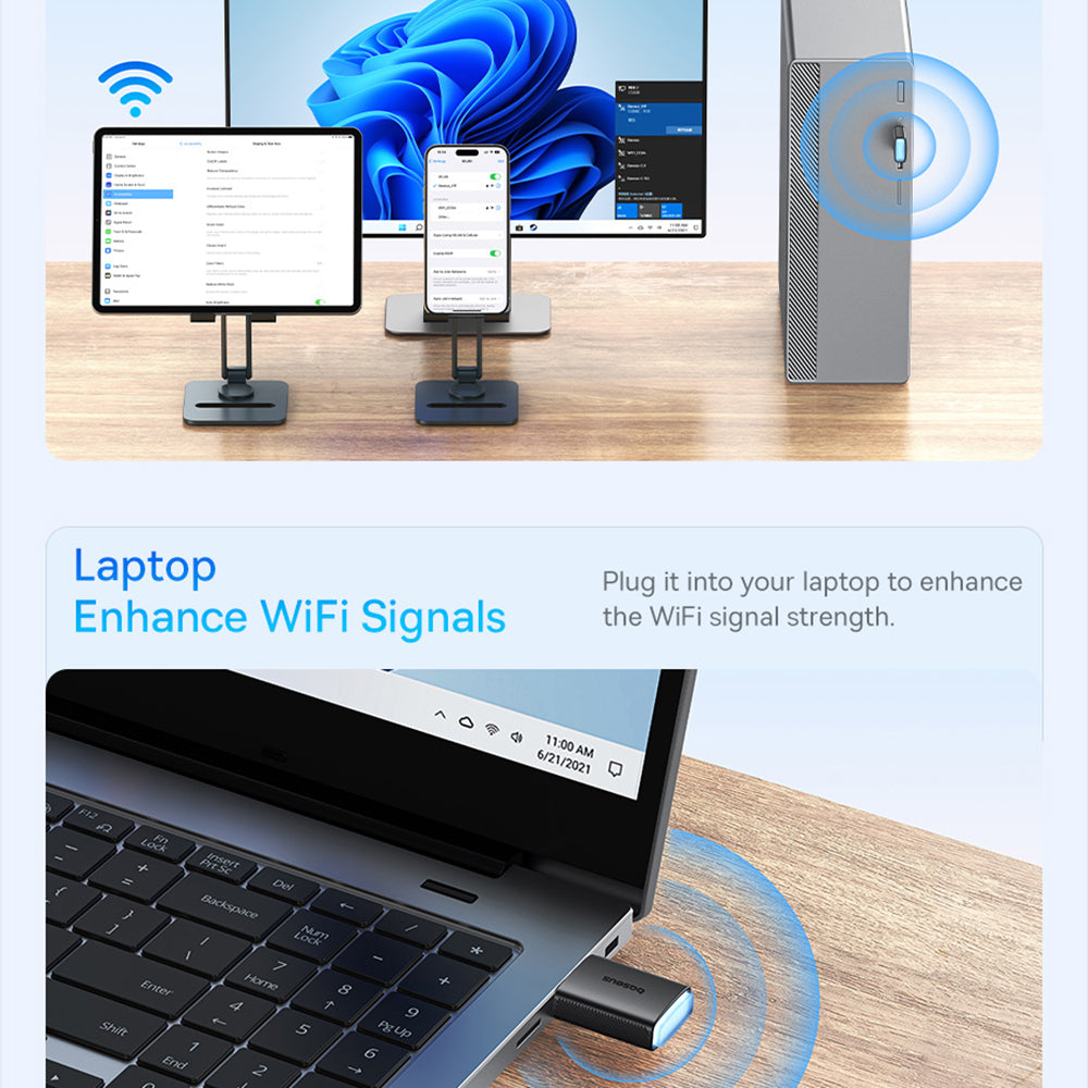 Baseus - Router Wi-Fi FastJoy (B01317600111-04) - Modem 650Mbps, 2.4G/5GHz USB - Black