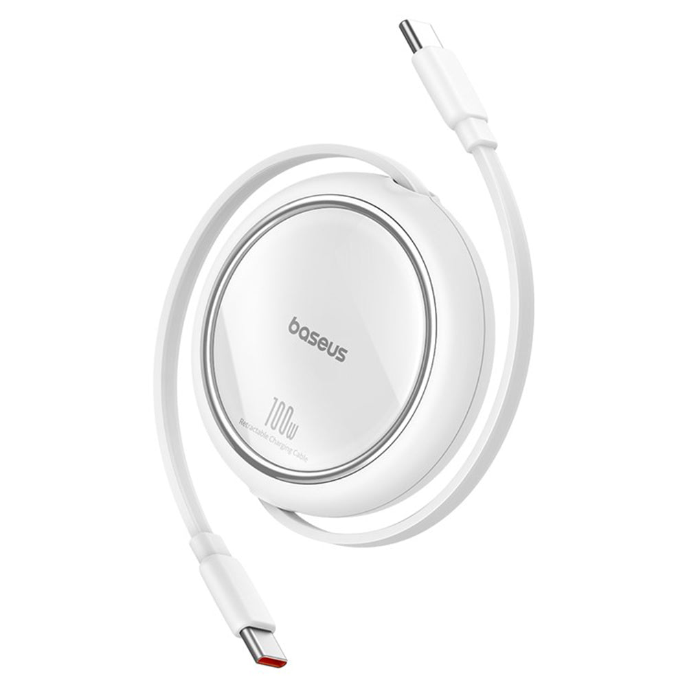 Baseus - Data Cable Free2Draw Mini (P10364500211-00) - Type-C to Type-C, 100W, 1m, Retractable - Moon White