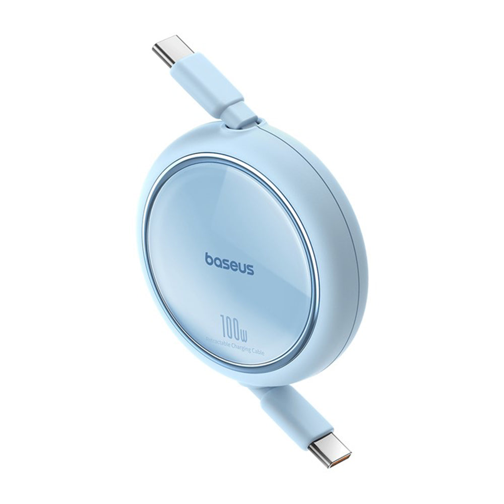 Baseus - Data Cable Free2Draw Mini (P10364500311-00) - Type-C to Type-C, 100W, 1m, Retractable - Galaxy Blue