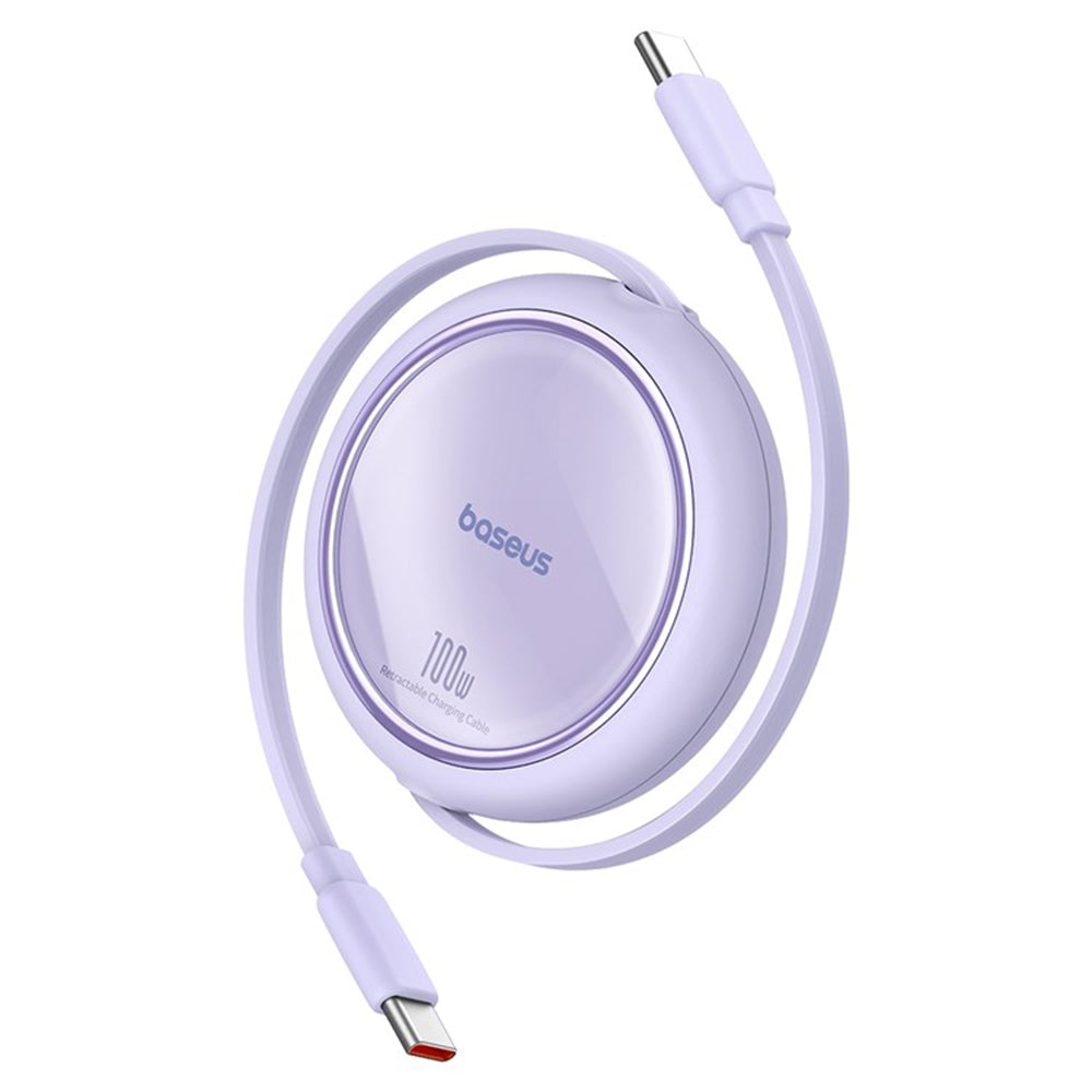 Baseus - Data Cable Free2Draw Mini (P10364500511-00) - Type-C to Type-C, 100W, 1m, Retractable - Nebula Purple