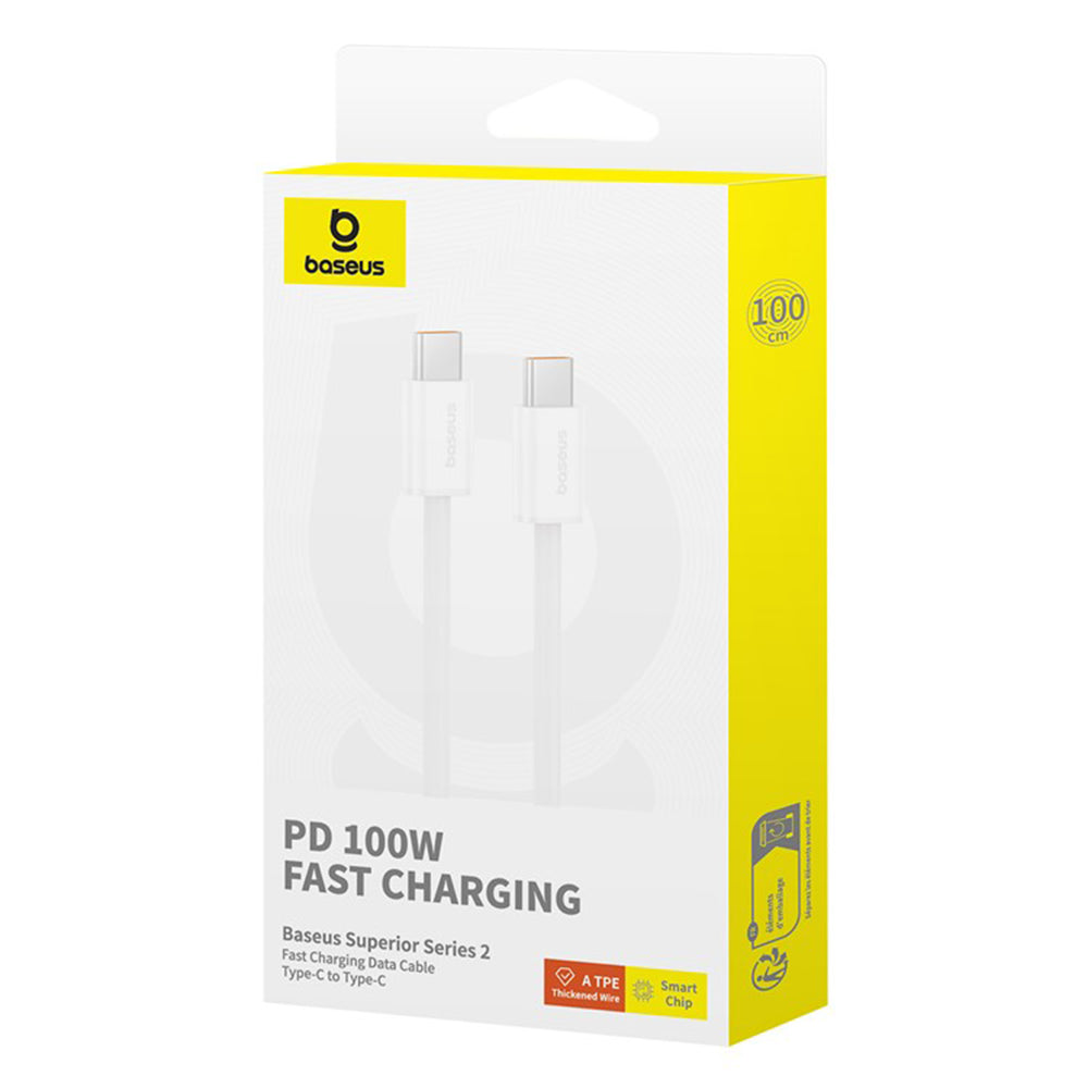 Baseus - Data Cable (P10365200211-04) - Type-C to Type-C, 100W, 2m - Moon White