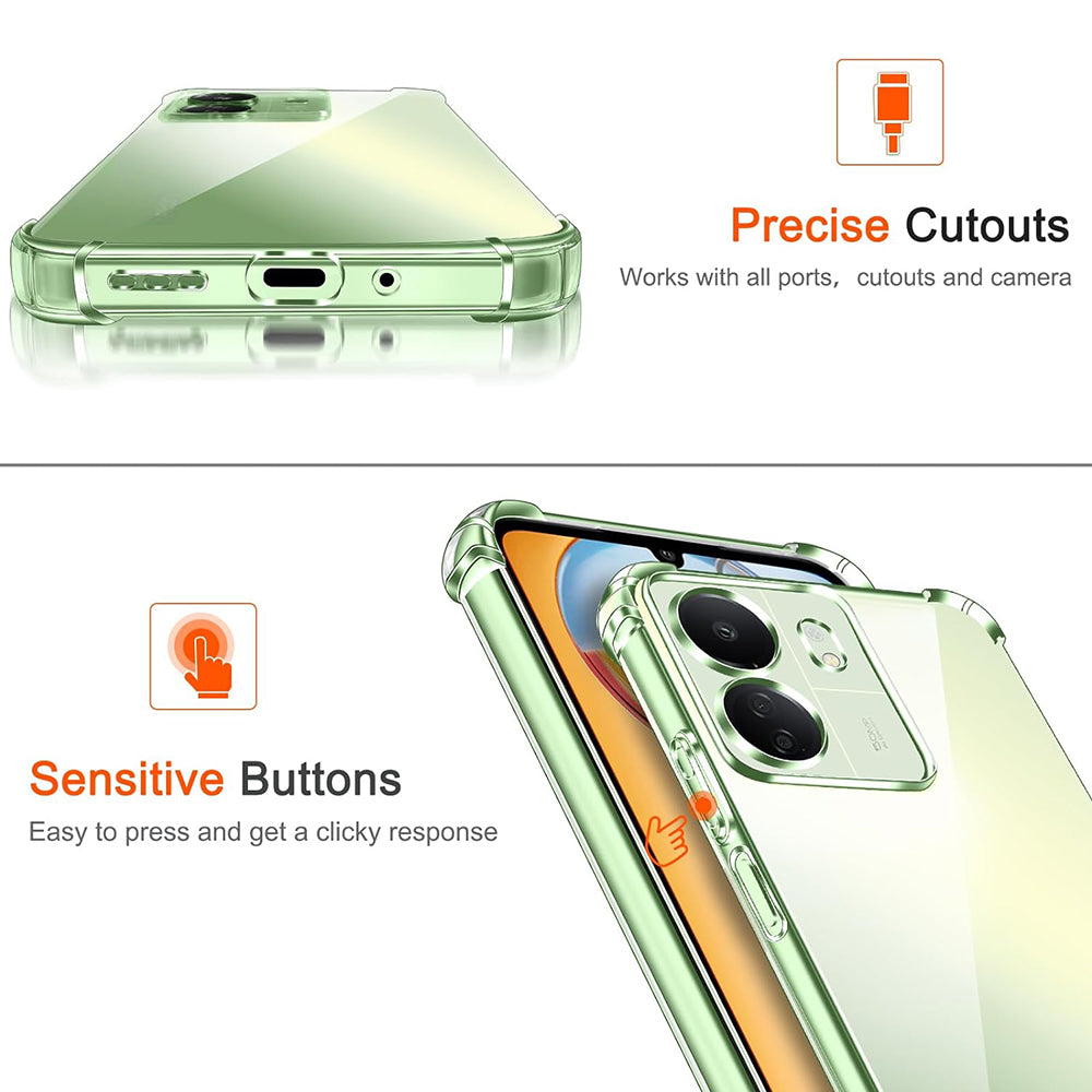 Techsuit - Shockproof Clear Silicone [Camera Protection] - Xiaomi Redmi 13C 4G / Poco C65 - Clear