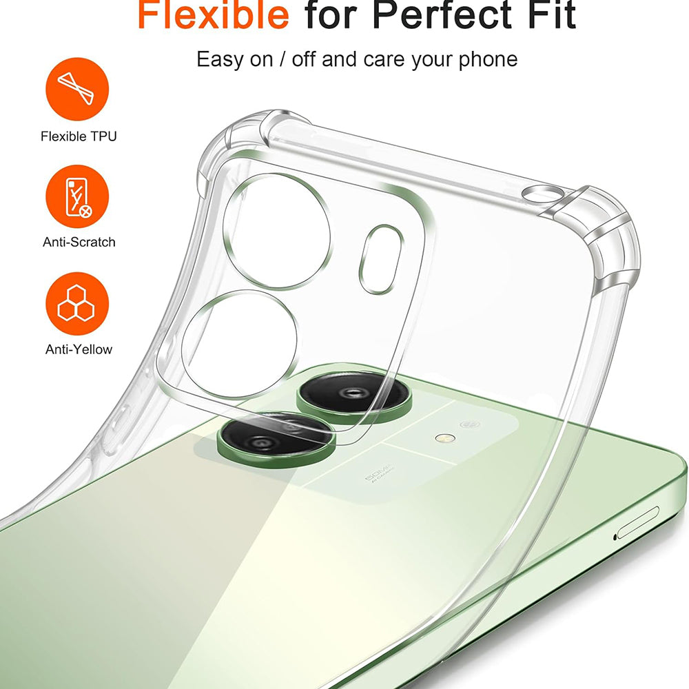 Techsuit - Shockproof Clear Silicone [Camera Protection] - Xiaomi Redmi 13C 4G / Poco C65 - Clear