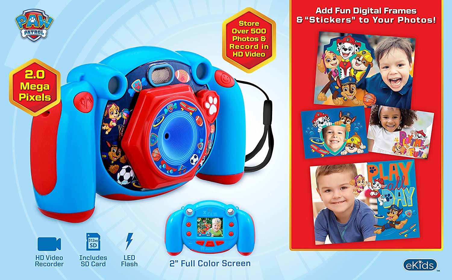 eKids Paw Patrol My First Camera H πρώτη παιδική φωτογραφική μηχανή για παιδιά (PW-535) (Κόκκινο/Μπλε)