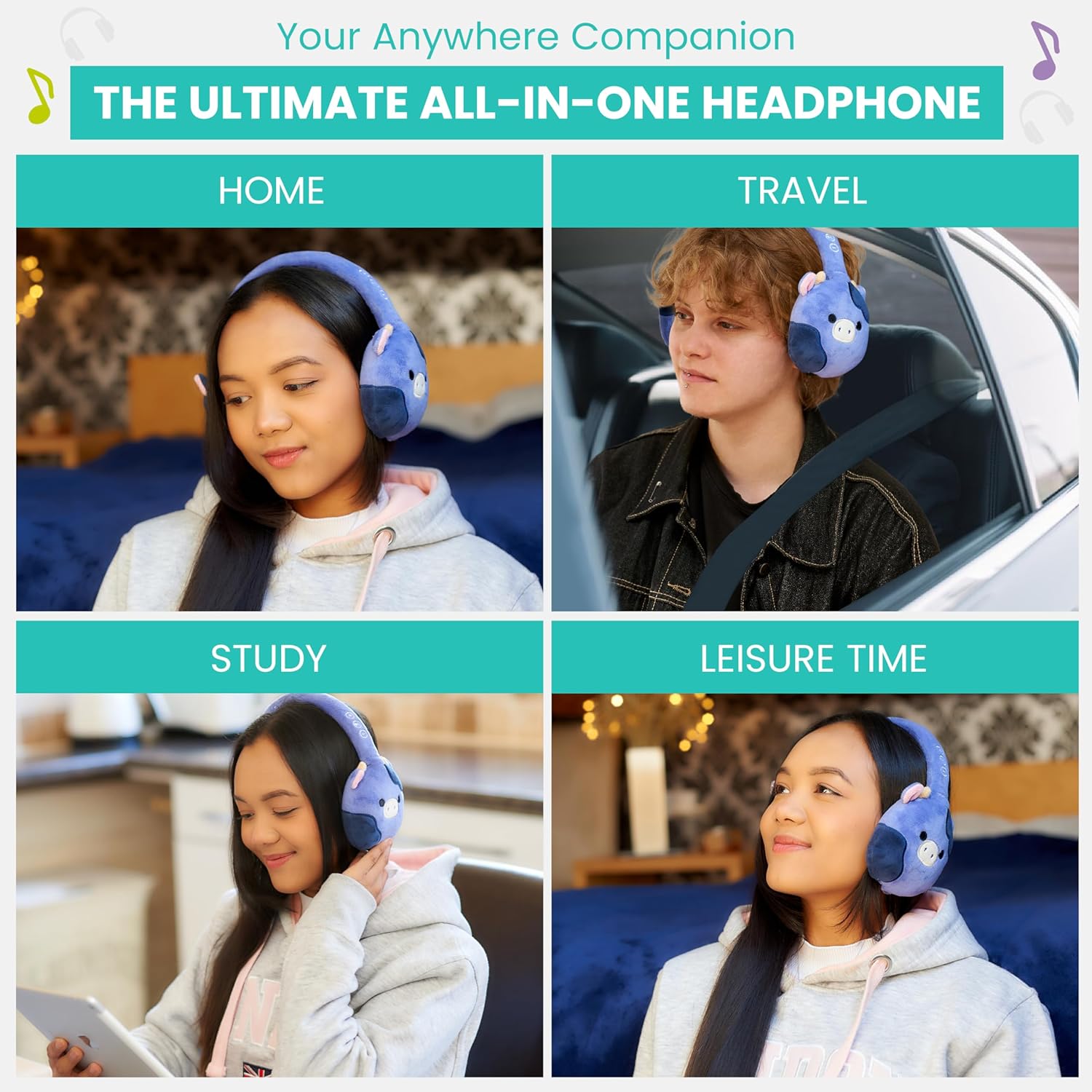 Lazerbuilt Squishmallows Ingred The Cow – Λούτρινα Ασύρματα Παιδικά Ακουστικά με Μικρόφωνο