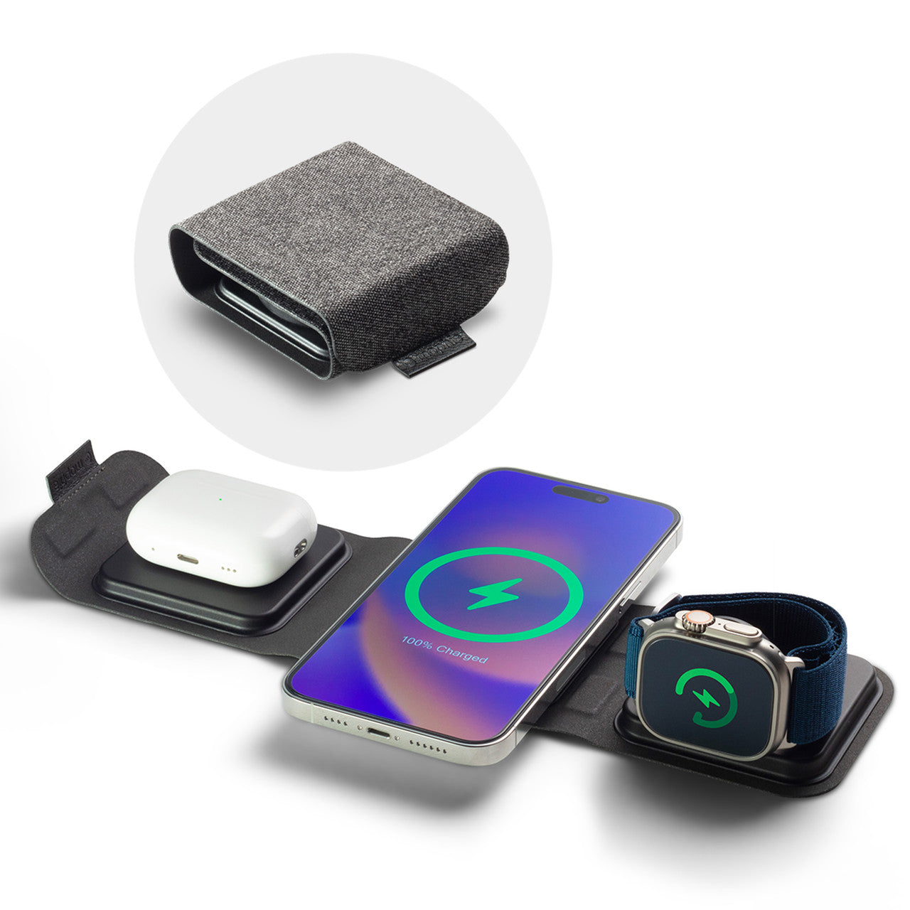 Mophie 3-In-1 Travel Charger With Magsafe Charge Adapter Μαγνητικός Πολυφορτιστής Ταξιδίου Ισχύος 15W Σε Χρώμα Μαύρο/Γκρι – Θήκη για κινητό από το PhoneBazaar.gr