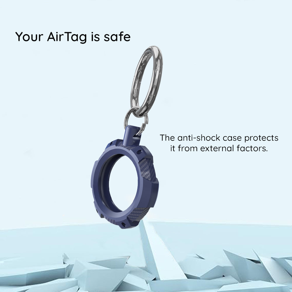 Techsuit - Rugged Armor Pro Secure Holder (RSH1) - Apple AirTag Case, with Metal Ring - Black