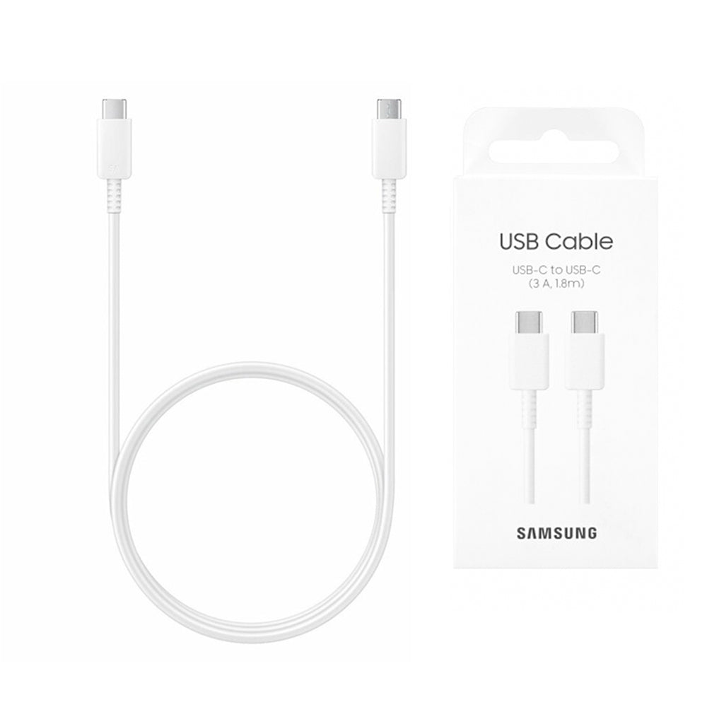 Samsung - Data Cable (EP-DX310JWEGEU) - Type-C to Type-C Fast Charging 3A, 1.8m - White (Blister Packing)