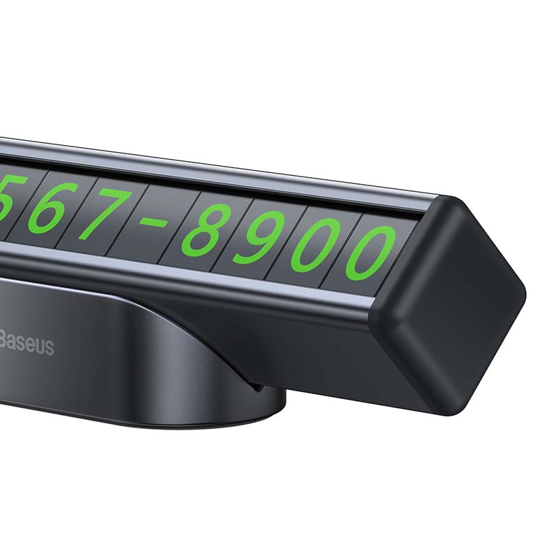 Baseus - Parking Number Plate (CNFT000001) - Square Bar, Fluorescent Digits, 3M Adhesive, Aluminum Alloy - Black