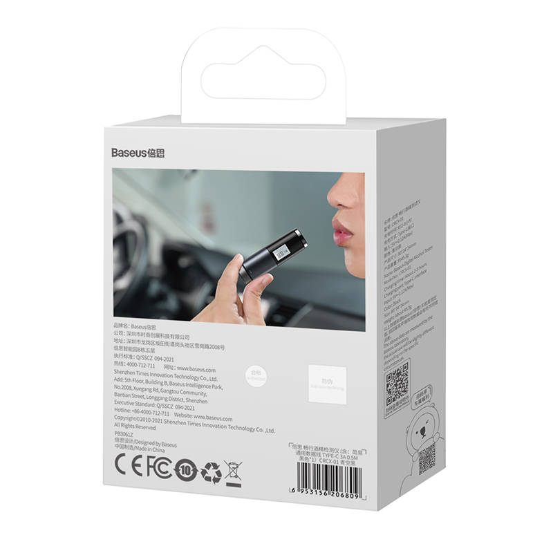 Baseus - Electronic Breathalyzer (CRCX-01) - Breathless with LCD Display, Type-C, 5V/0.12 - Black