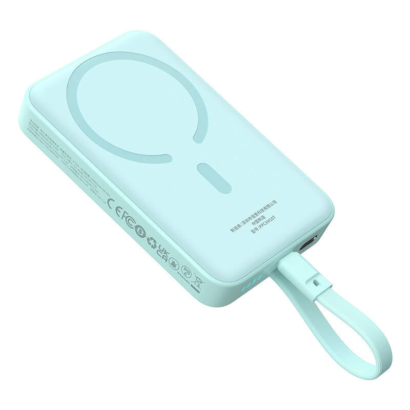 Baseus - Power Bank Magnetic Mini (P1002210B333-00) - MagSafe, 2x USB-C, Lightning, 30W, Fast Charge, 10000mAh - Blue