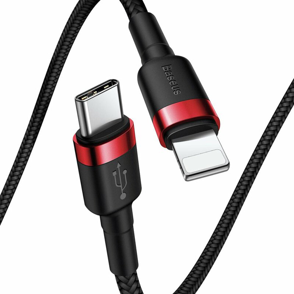 Baseus - Data Cable Cafule (CATLKLF-91) - Type-C to Lightning, 18W, 1m - Black / Red
