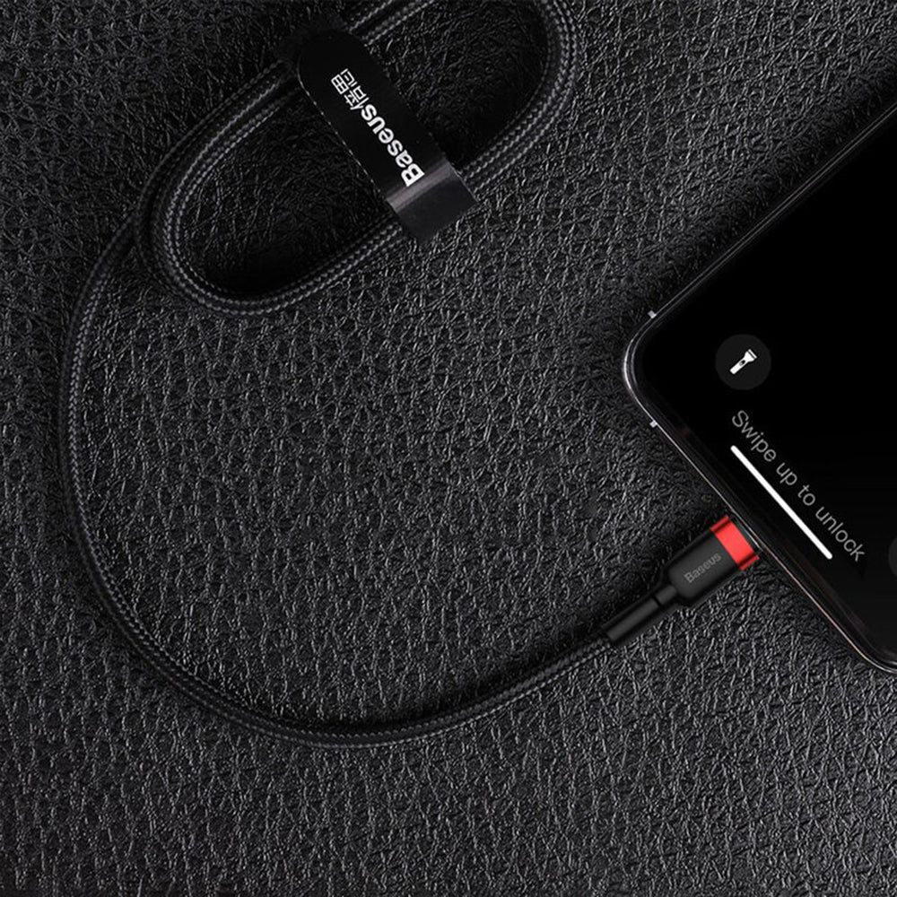 Baseus - Data Cable Cafule (CATLKLF-91) - Type-C to Lightning, 18W, 1m - Black / Red