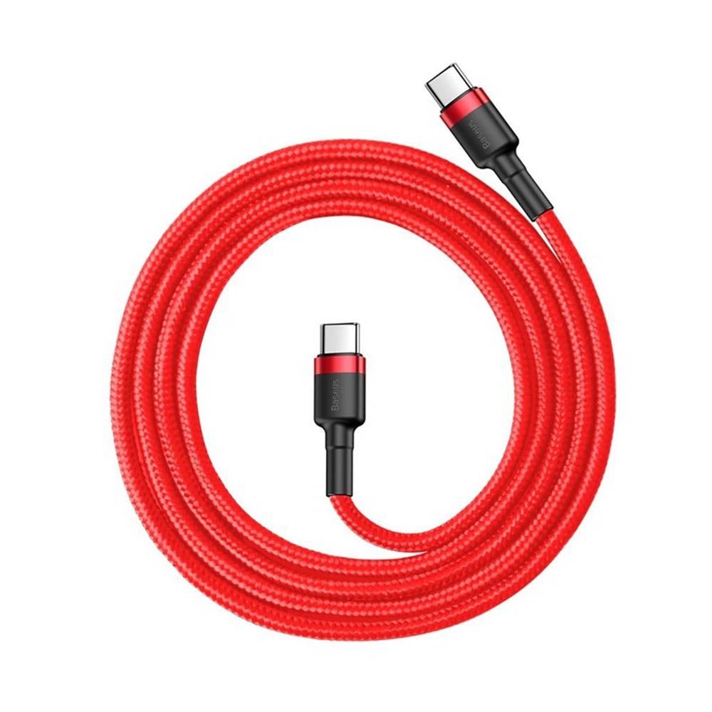 Baseus - Data Cable Cafule (CATKLF-G09) - Type-C to Type-C, Fast Charging, 60W, 3A, 1m - Red / Black
