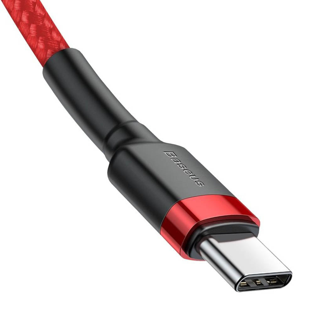Baseus - Data Cable Cafule (CATKLF-H09) - Type-C to Type-C, 60W, 3A, 2m - Red / Black