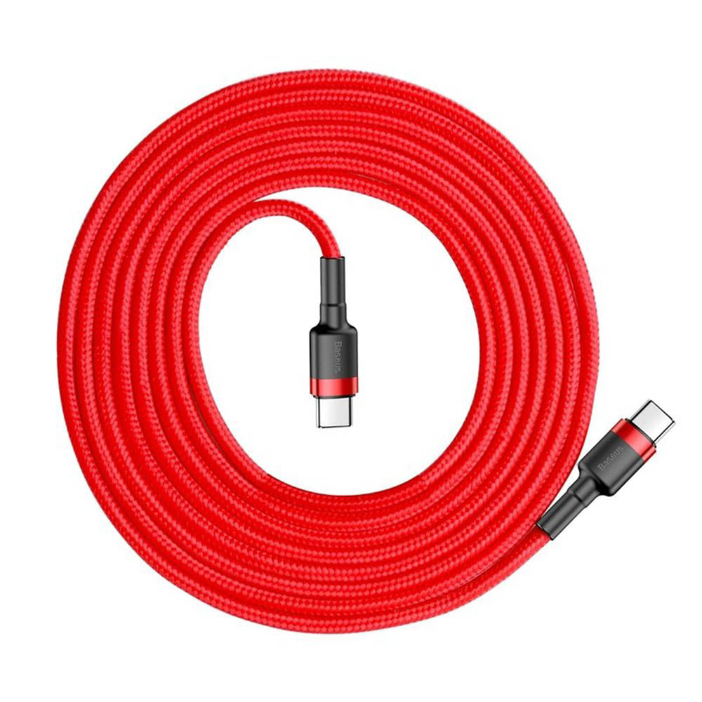 Baseus - Data Cable Cafule (CATKLF-H09) - Type-C to Type-C, 60W, 3A, 2m - Red / Black